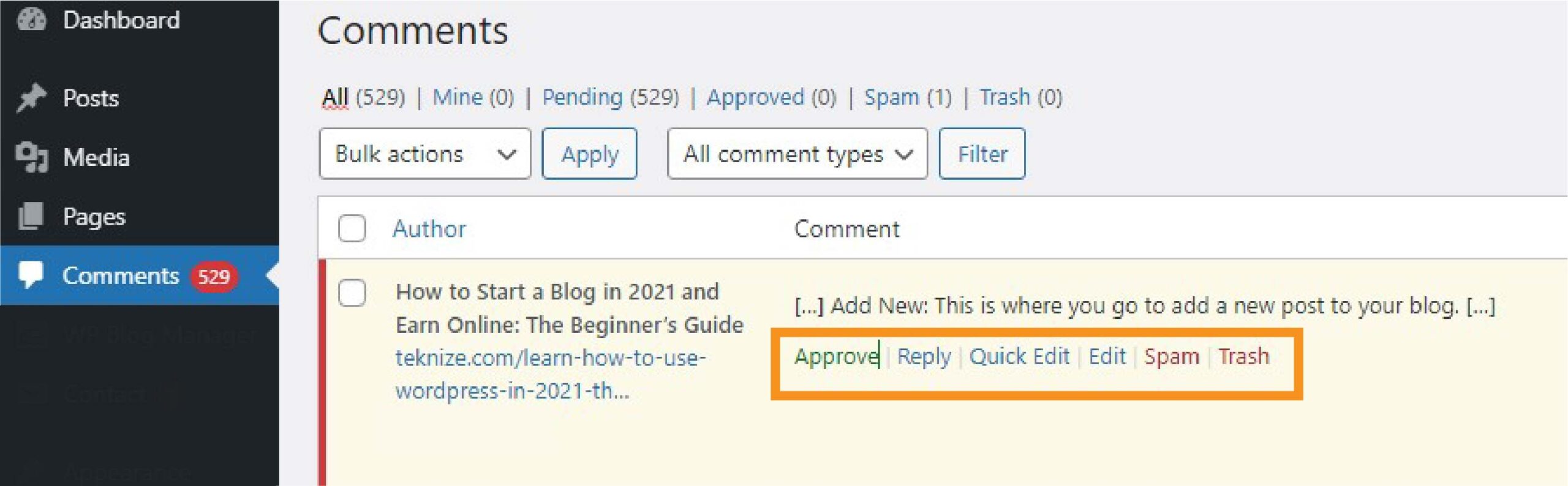 Wordpress Comment