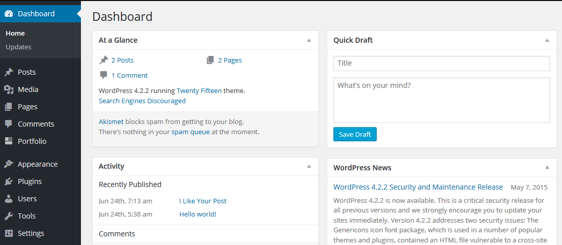 Wordpress Backend