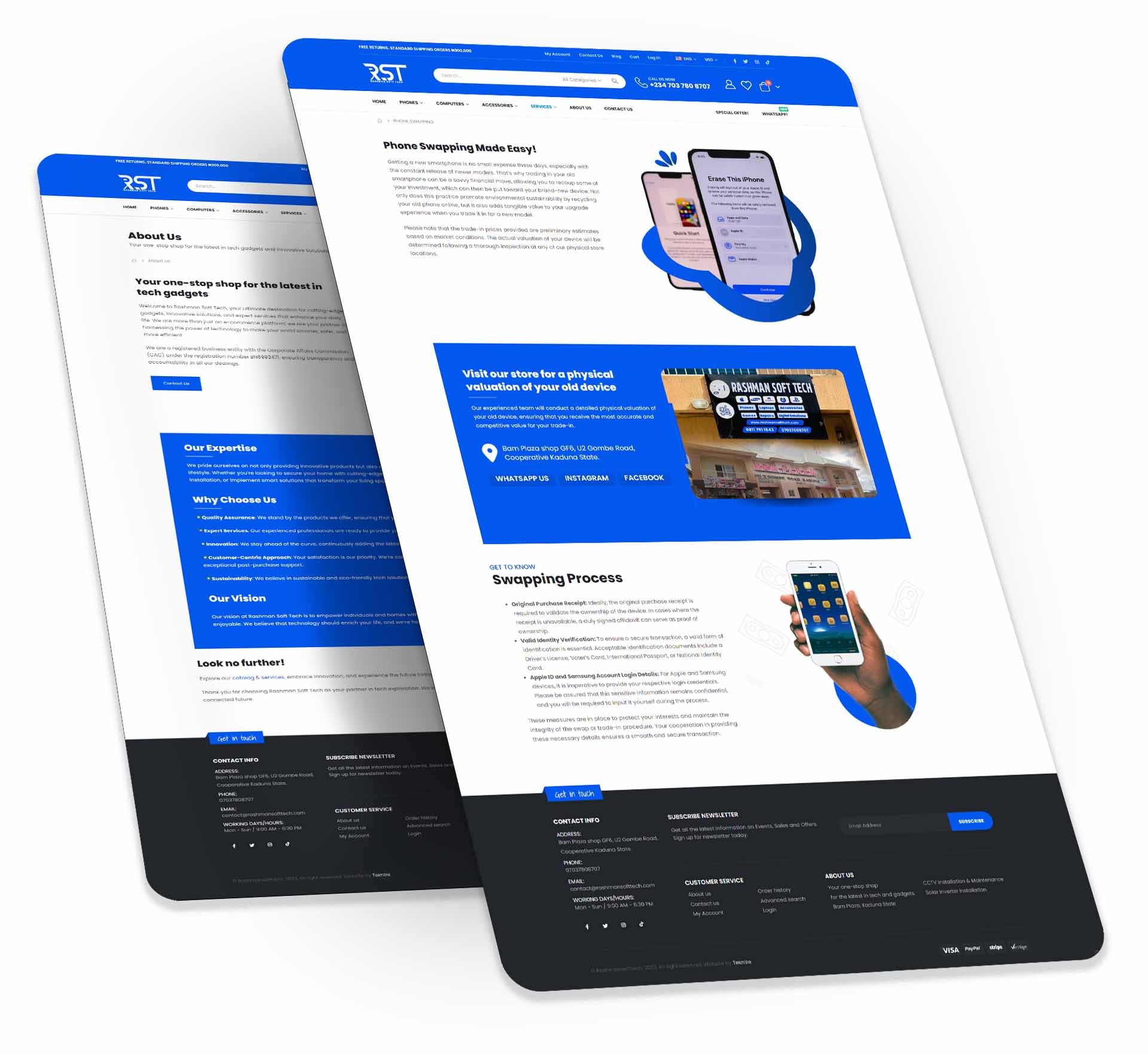 ecommerce Website design by teknize for rashmansofttech quality gadgets, innovative solution kaduna bam plaza